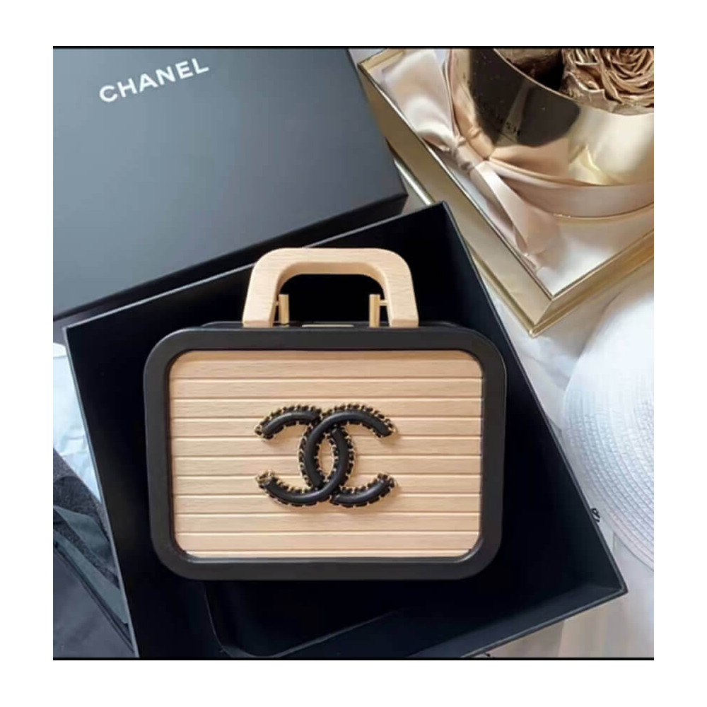 Chanel Vanity Case Beech Wood Beige/Black