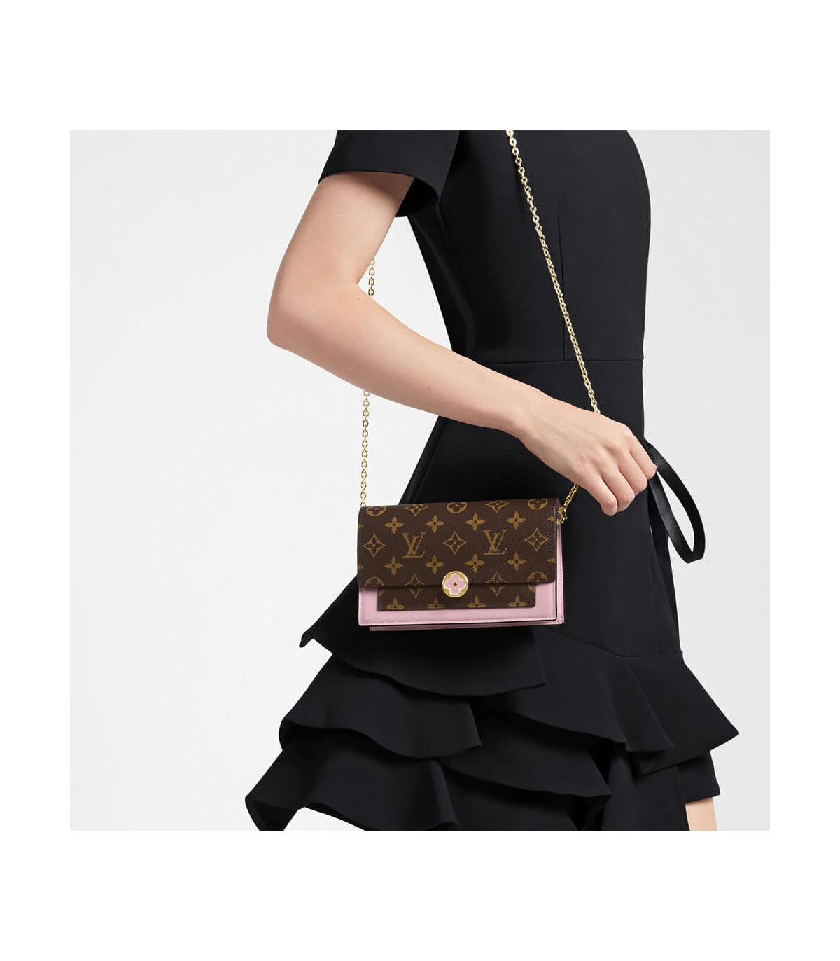 Louis Vuitton Monogram Flore Chain Wallet Pink